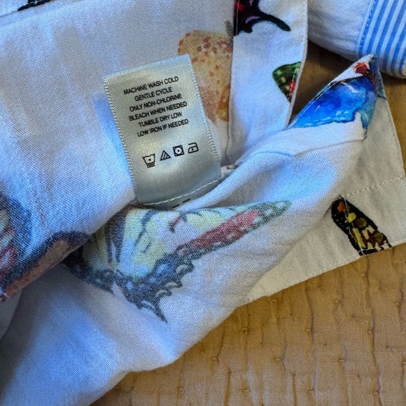 John Mark Butterfly Print Wire Collar 3/4 Sleeve Button Front Tunic, S, EUC! - Picture 9 of 9